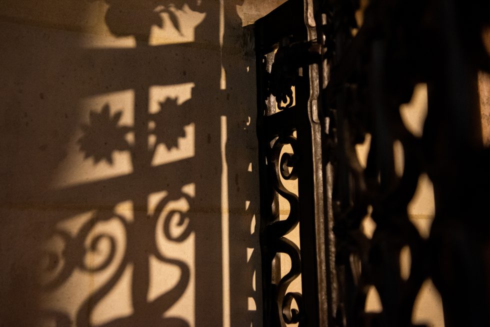 Ironwork and cast shadows in the Cathedral