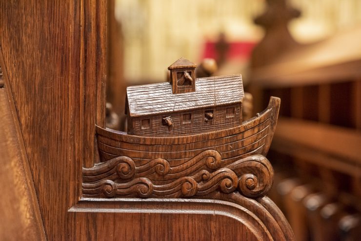 Detail of Noah's Ark, carved in wood, in the Cathedral's Great Choir