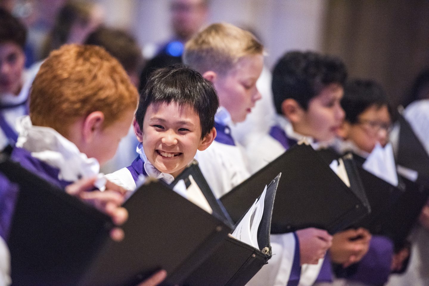 Smiling choristers in the Cathedral