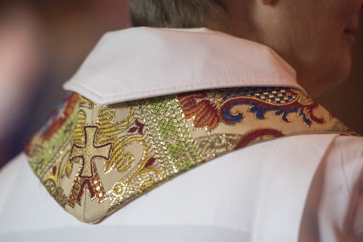 Detail of embroidery on clergy vestment