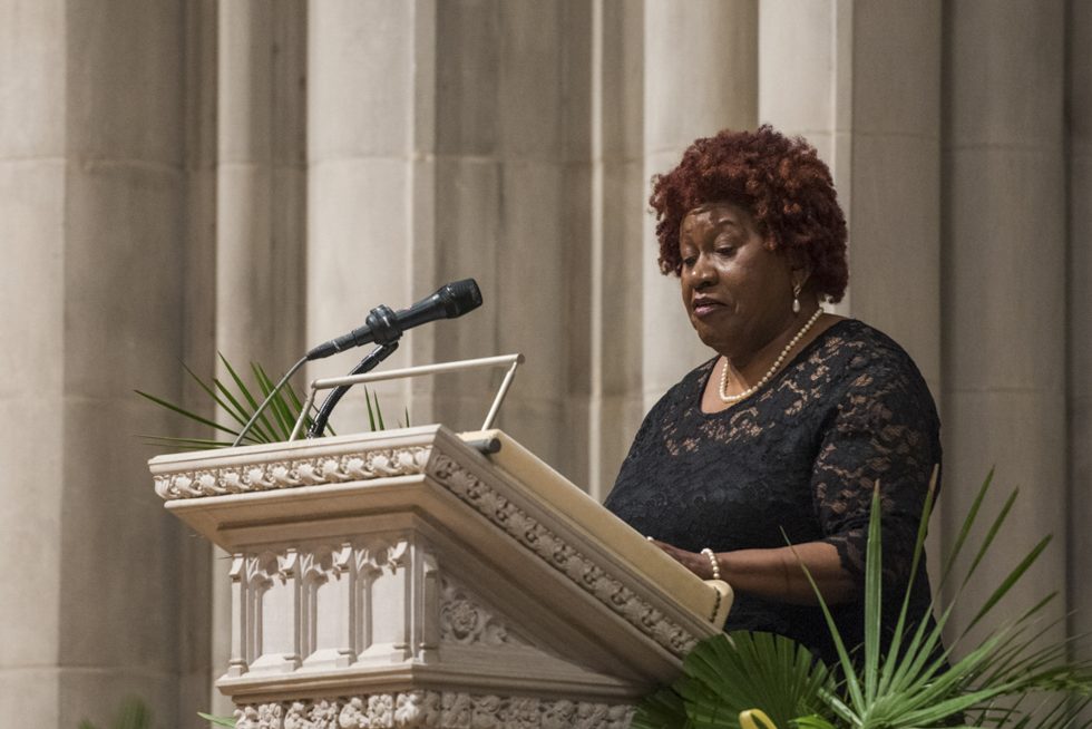 Lay reader during service at the Cathedral