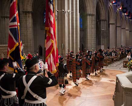 View of procession during Choral Evensong with the Kirkin' o' the Tartan