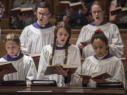 Choristers singing